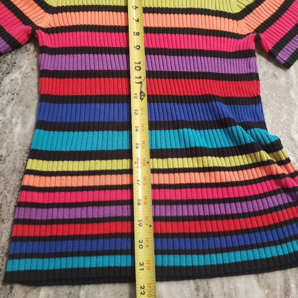 Vintage | Rainbow Striped Ribbed Top M - Picture 7 of 8